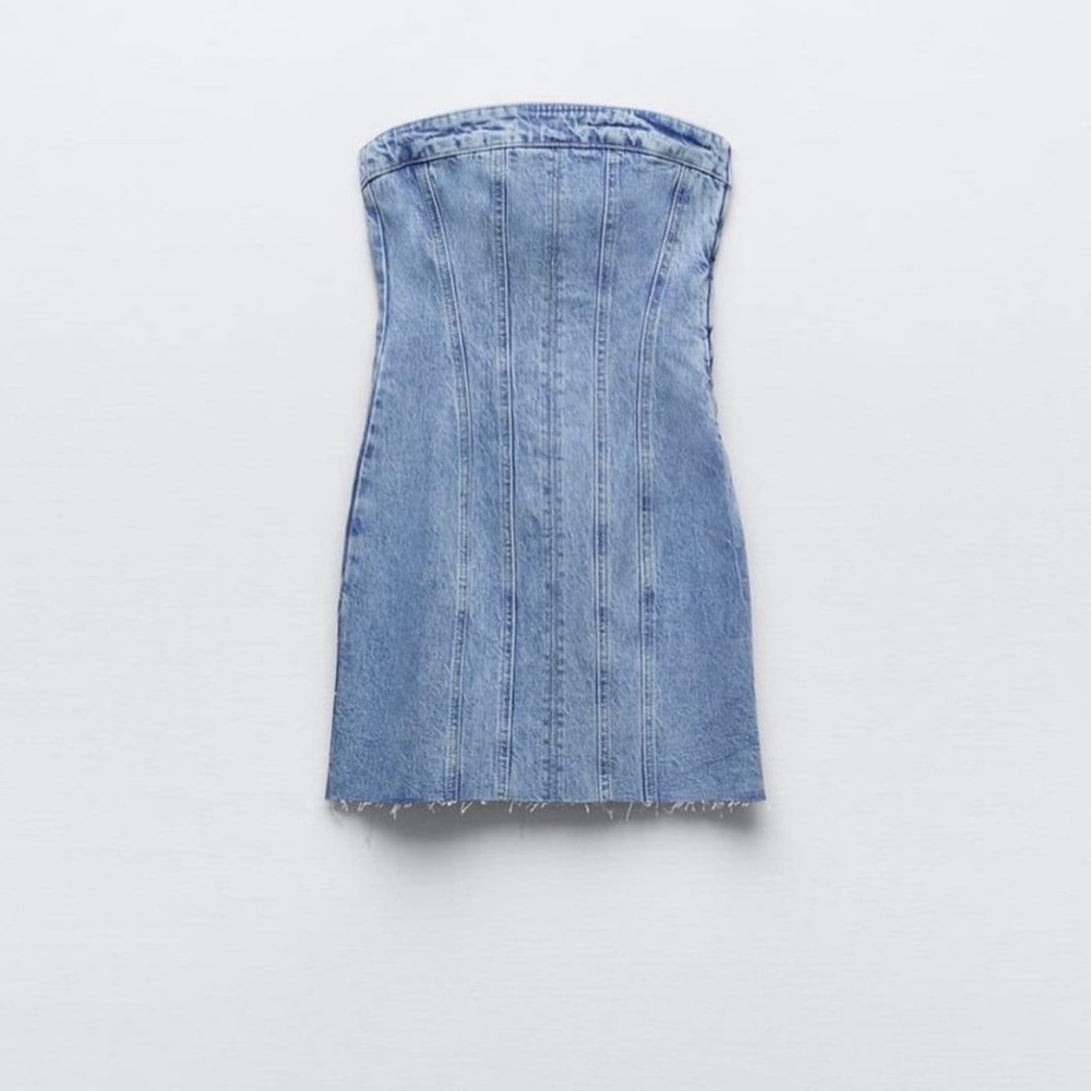 Zara Denim Jean strapless dress